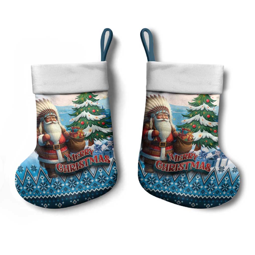 Native American Santa Claus Christmas Stocking Merry Christmas 2025 - Wonder Print Shop