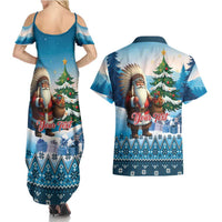 Personalized Native American Santa Claus Couples Matching Summer Maxi Dress and Hawaiian Shirt Merry Christmas - Wonder Print Shop