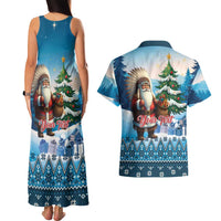 Personalized Native American Santa Claus Couples Matching Tank Maxi Dress and Hawaiian Shirt Merry Christmas - Wonder Print Shop