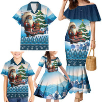 Personalized Native American Santa Claus Family Matching Mermaid Dress and Hawaiian Shirt Merry Christmas - Wonder Print Shop