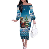 Personalized Native American Santa Claus Family Matching Off The Shoulder Long Sleeve Dress and Hawaiian Shirt Merry Christmas - Wonder Print Shop