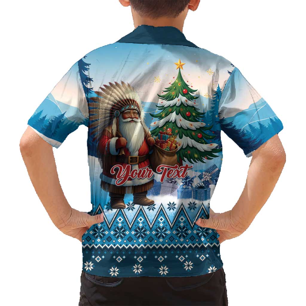 Personalized Native American Santa Claus Family Matching Off Shoulder Short Dress and Hawaiian Shirt Merry Christmas - Wonder Print Shop