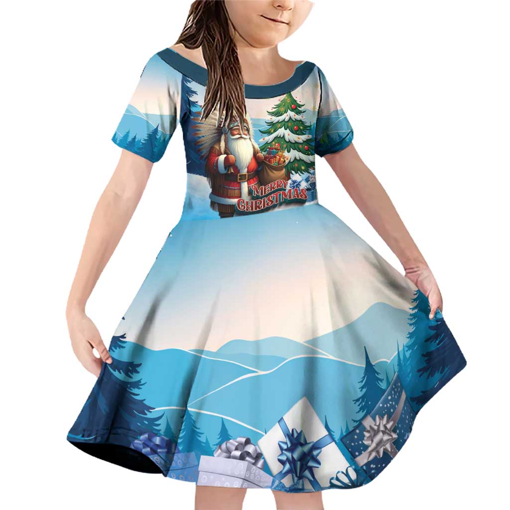 Personalized Native American Santa Claus Family Matching Off Shoulder Short Dress and Hawaiian Shirt Merry Christmas - Wonder Print Shop