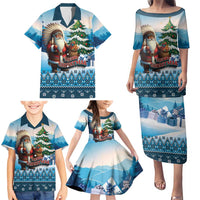 Personalized Native American Santa Claus Family Matching Puletasi and Hawaiian Shirt Merry Christmas - Wonder Print Shop