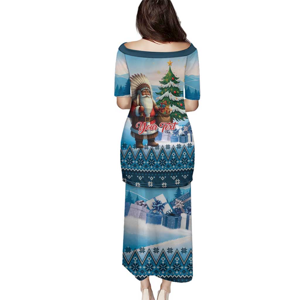Personalized Native American Santa Claus Family Matching Puletasi and Hawaiian Shirt Merry Christmas - Wonder Print Shop