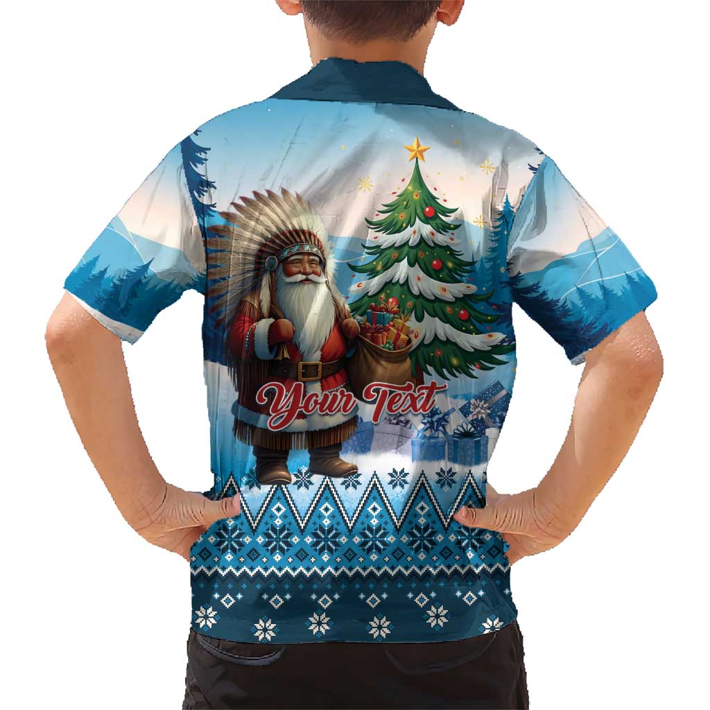 Personalized Native American Santa Claus Family Matching Short Sleeve Bodycon Dress and Hawaiian Shirt Merry Christmas - Wonder Print Shop