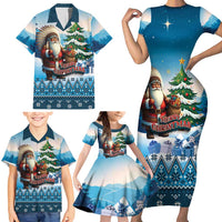 Personalized Native American Santa Claus Family Matching Short Sleeve Bodycon Dress and Hawaiian Shirt Merry Christmas - Wonder Print Shop