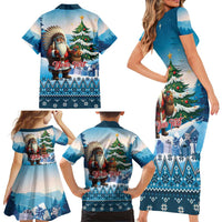 Personalized Native American Santa Claus Family Matching Short Sleeve Bodycon Dress and Hawaiian Shirt Merry Christmas - Wonder Print Shop