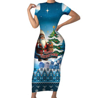 Personalized Native American Santa Claus Family Matching Short Sleeve Bodycon Dress and Hawaiian Shirt Merry Christmas - Wonder Print Shop