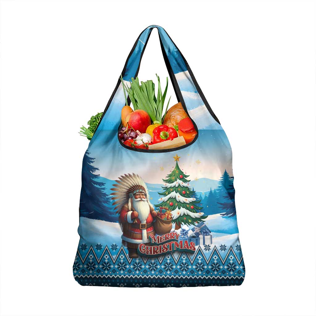 Native American Santa Claus Grocery Bag Merry Christmas - Wonder Print Shop