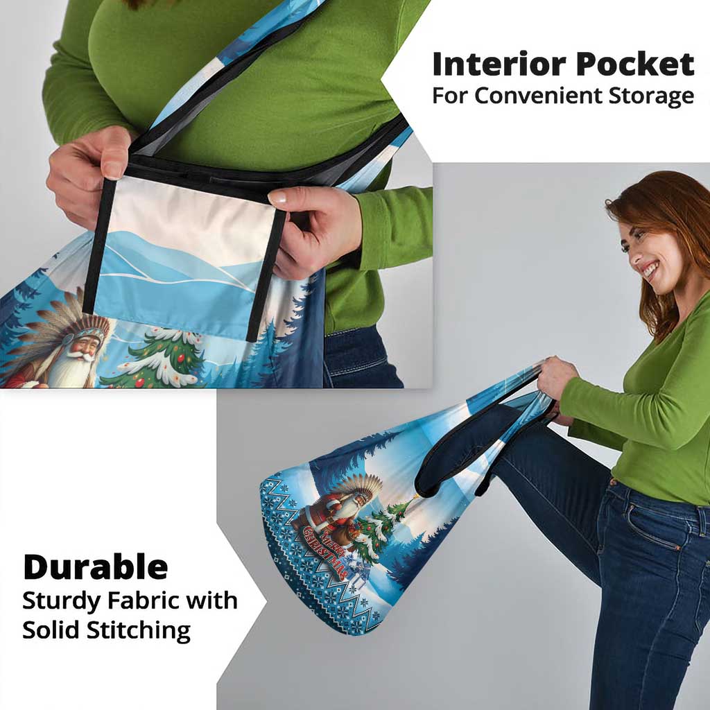 Native American Santa Claus Grocery Bag Merry Christmas - Wonder Print Shop