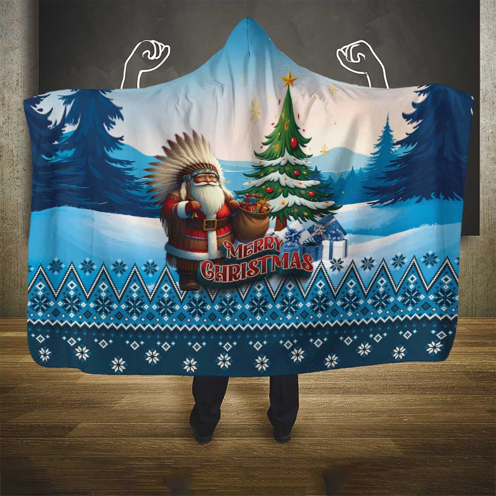 Native American Santa Claus Hooded Blanket Merry Christmas - Wonder Print Shop