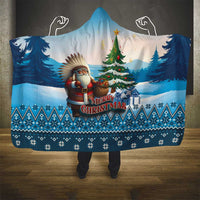 Native American Santa Claus Hooded Blanket Merry Christmas - Wonder Print Shop