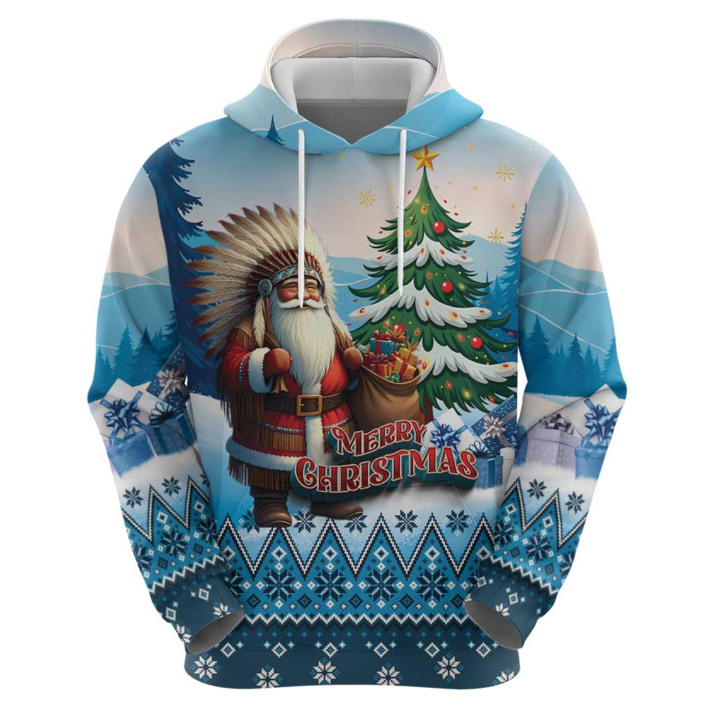 Personalized Native American Santa Claus Hoodie Merry Christmas - Wonder Print Shop