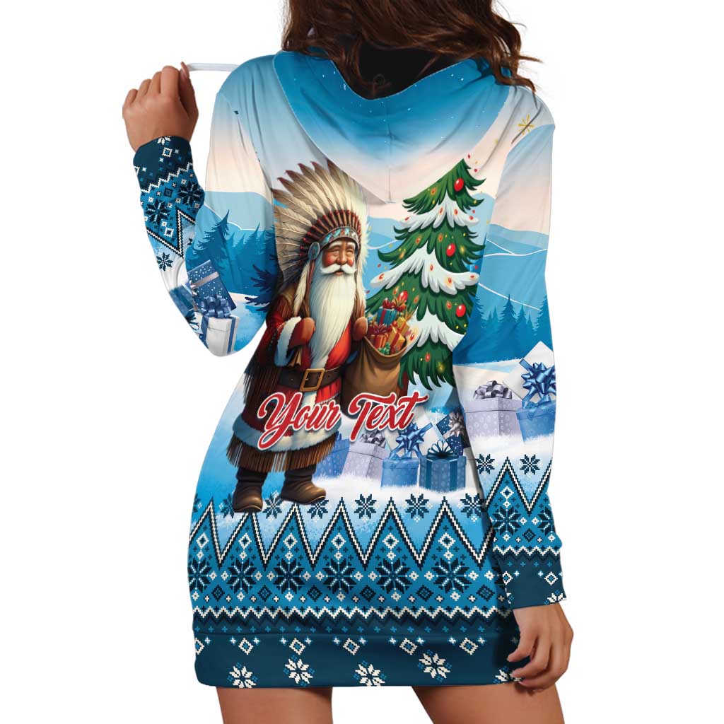 Personalized Native American Santa Claus Hoodie Dress Merry Christmas - Wonder Print Shop