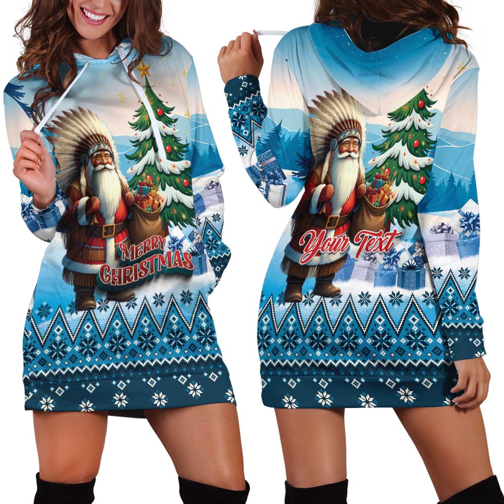 Personalized Native American Santa Claus Hoodie Dress Merry Christmas - Wonder Print Shop