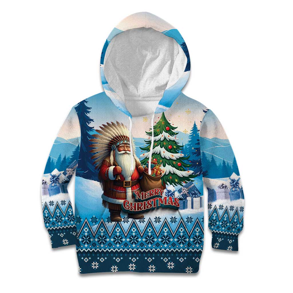 Personalized Native American Santa Claus Kid Hoodie Merry Christmas - Wonder Print Shop