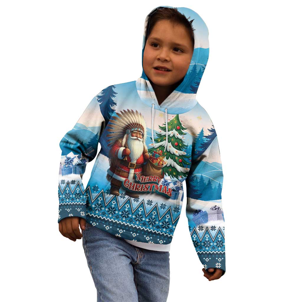 Personalized Native American Santa Claus Kid Hoodie Merry Christmas - Wonder Print Shop