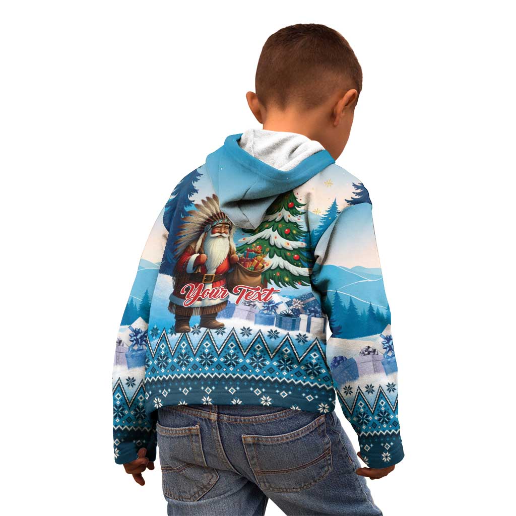 Personalized Native American Santa Claus Kid Hoodie Merry Christmas - Wonder Print Shop