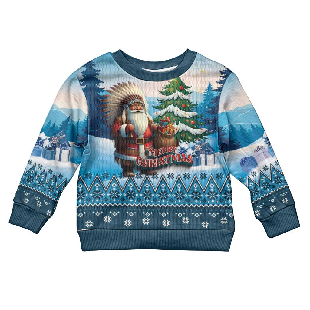 Personalized Native American Santa Claus Kid Ugly Christmas Sweater Merry Christmas 2025 - Wonder Print Shop