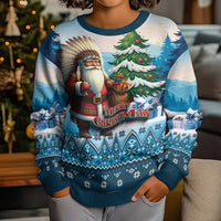Personalized Native American Santa Claus Kid Ugly Christmas Sweater Merry Christmas 2025 - Wonder Print Shop