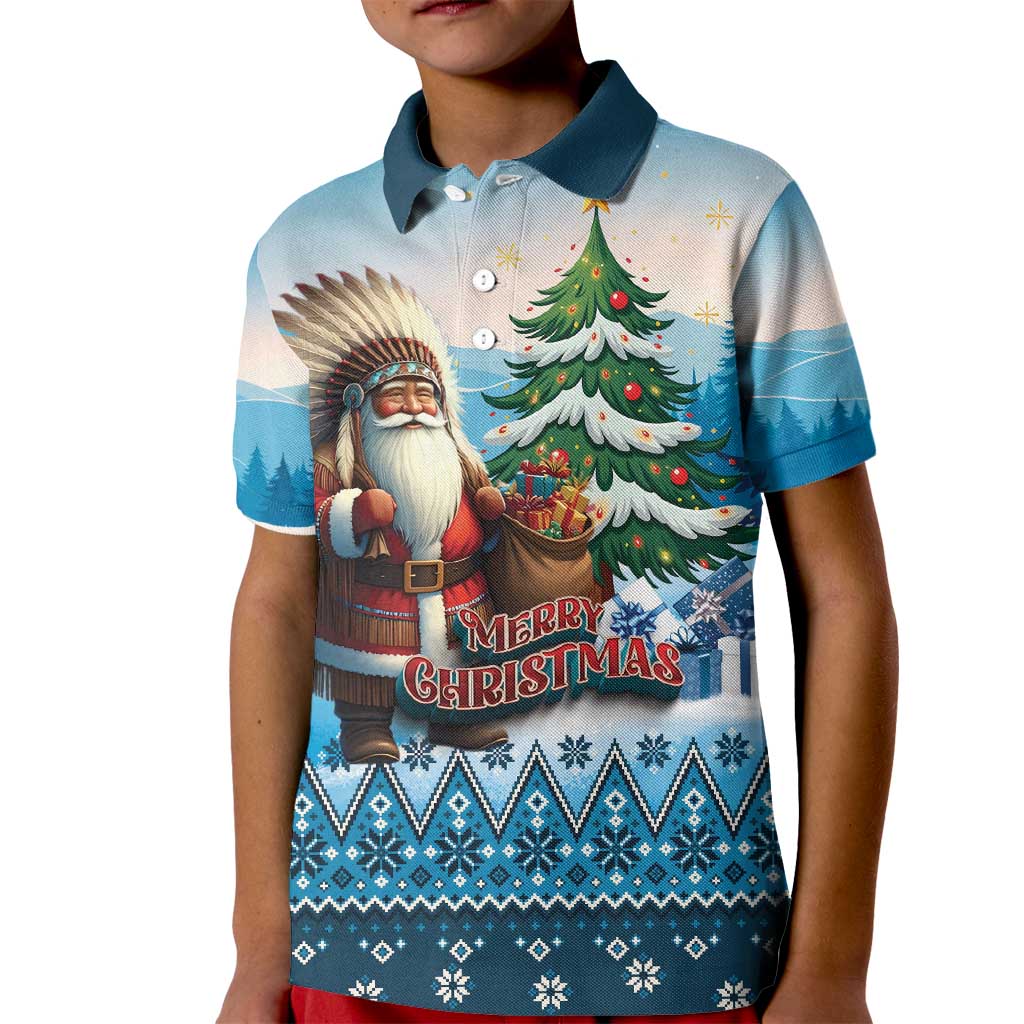 Personalized Native American Santa Claus Kid Polo Shirt Merry Christmas - Wonder Print Shop