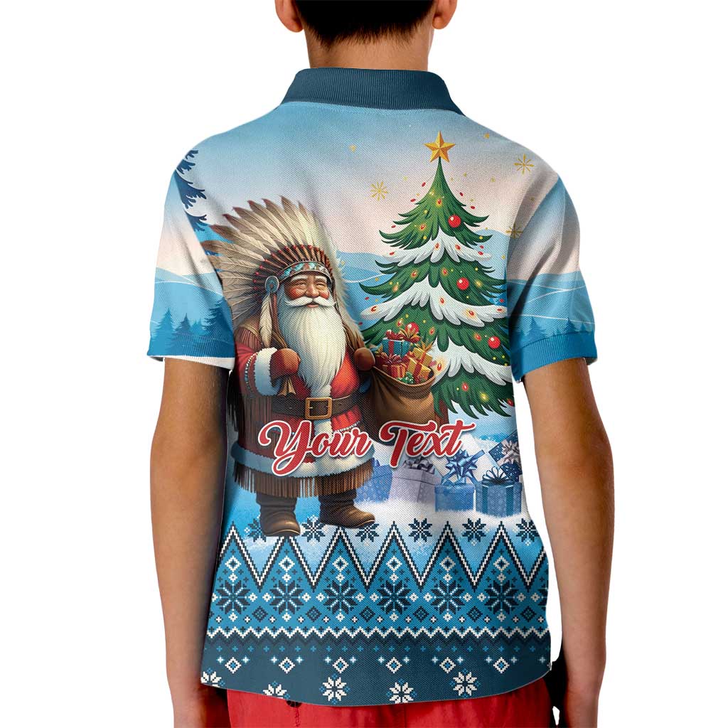 Personalized Native American Santa Claus Kid Polo Shirt Merry Christmas - Wonder Print Shop