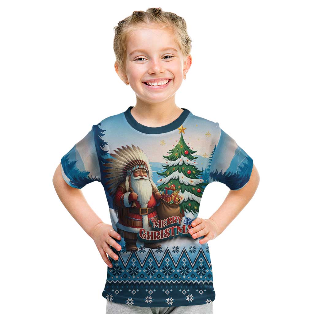 Personalized Native American Santa Claus Kid T Shirt Merry Christmas - Wonder Print Shop