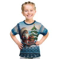 Personalized Native American Santa Claus Kid T Shirt Merry Christmas - Wonder Print Shop