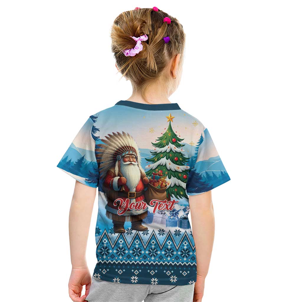 Personalized Native American Santa Claus Kid T Shirt Merry Christmas - Wonder Print Shop