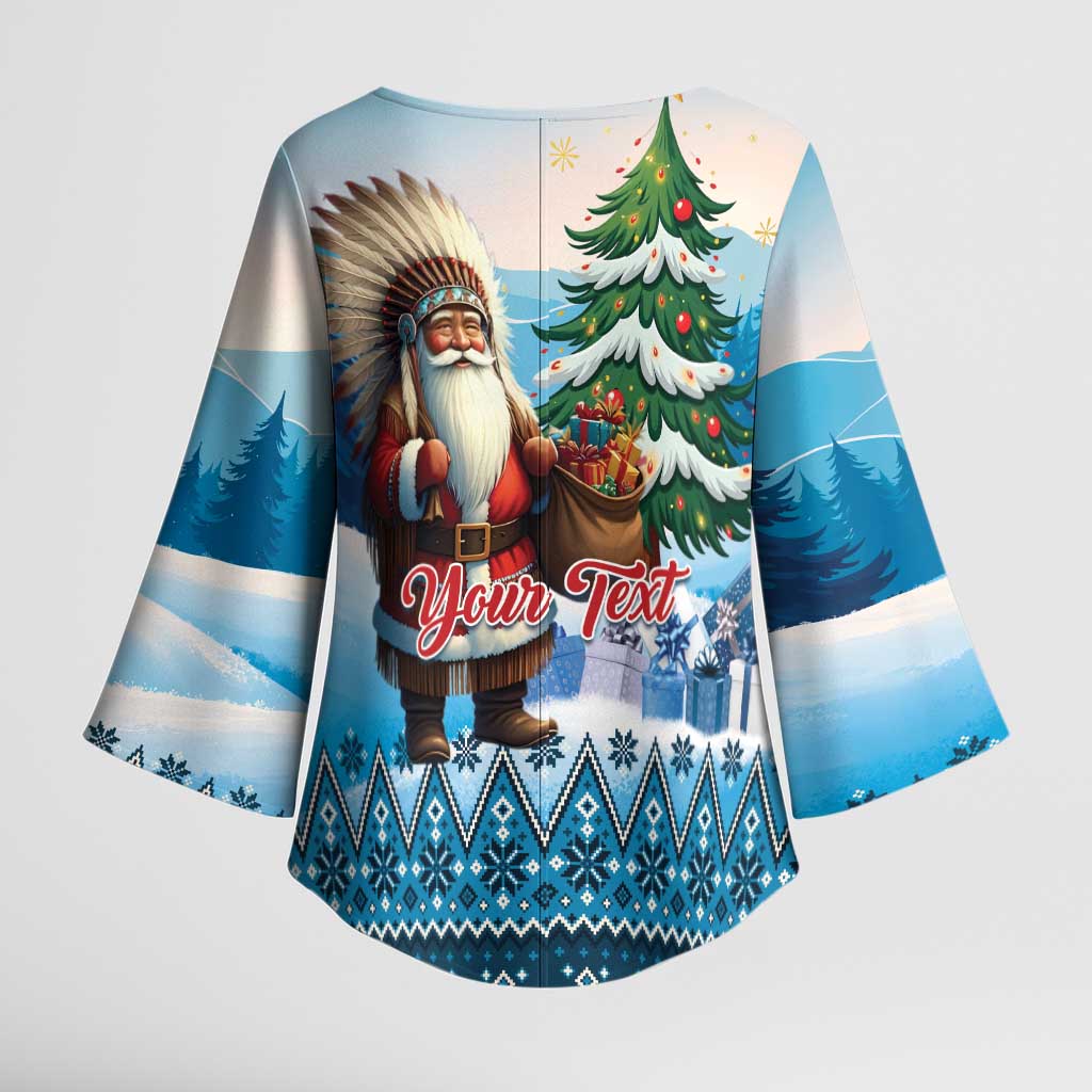 Personalized Native American Santa Claus Kimono Sleeve Blouse Merry Christmas - Wonder Print Shop