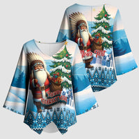 Personalized Native American Santa Claus Kimono Sleeve Blouse Merry Christmas - Wonder Print Shop