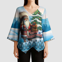 Personalized Native American Santa Claus Kimono Sleeve Blouse Merry Christmas - Wonder Print Shop