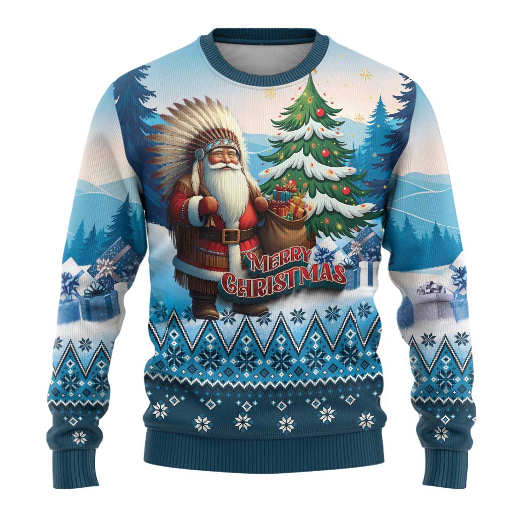 Personalized Native American Santa Claus Ugly Christmas Sweater Merry Christmas 2025 - Wonder Print Shop