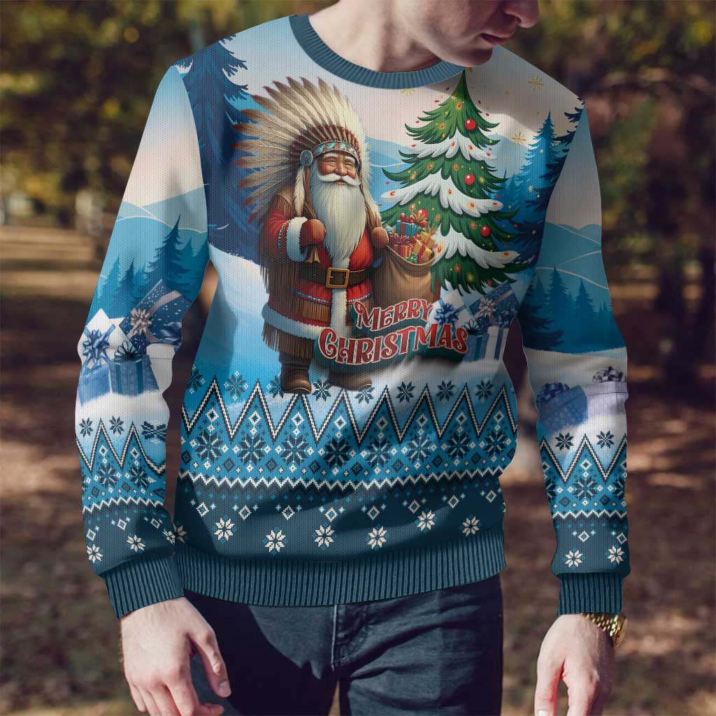 Personalized Native American Santa Claus Ugly Christmas Sweater Merry Christmas 2025 - Wonder Print Shop