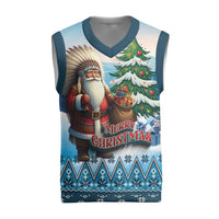 Personalized Native American Santa Claus Christmas Knitted V-Neck Vest Merry Christmas 2025 - Wonder Print Shop