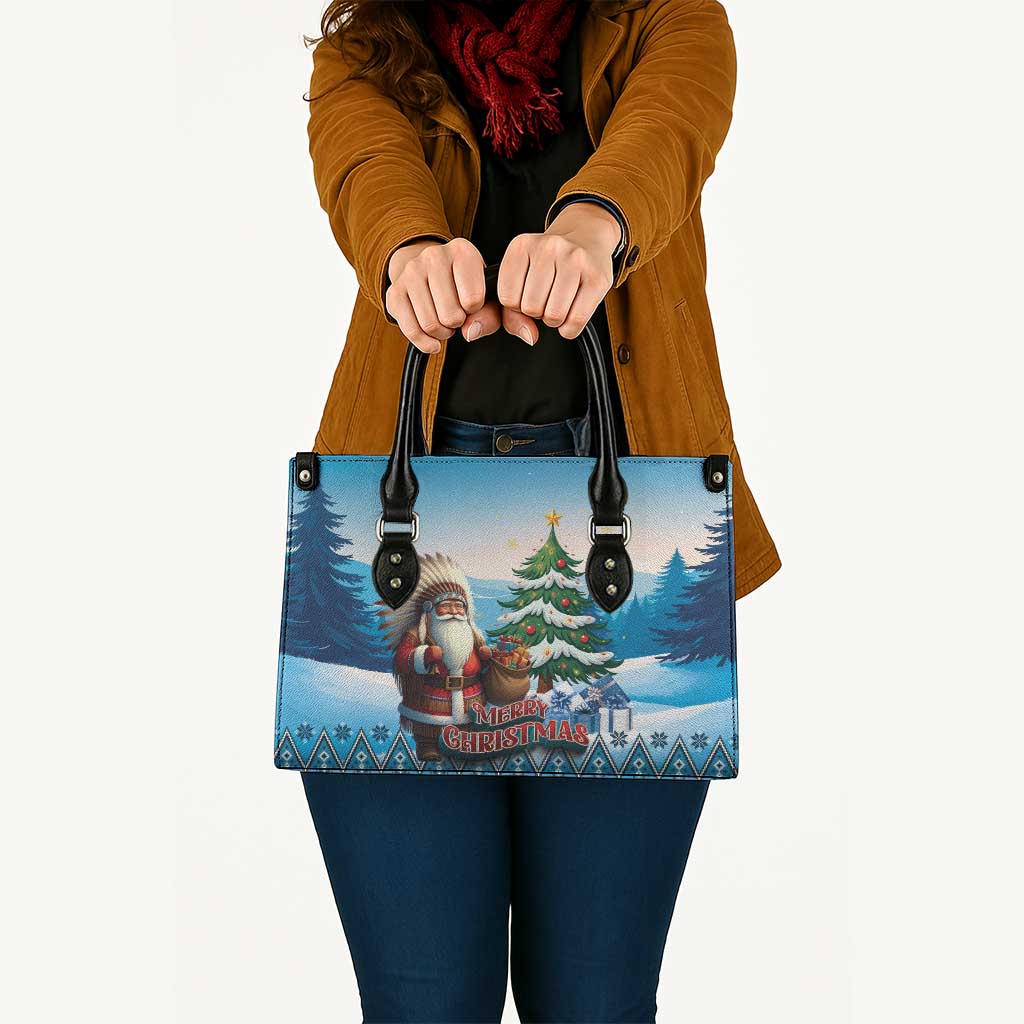Native American Santa Claus Leather Bag Merry Christmas - Wonder Print Shop