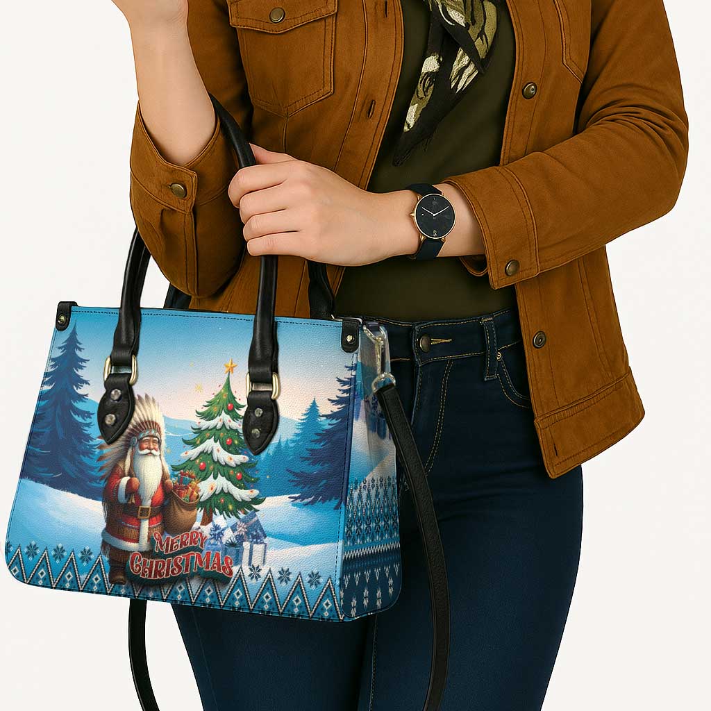 Native American Santa Claus Leather Bag Merry Christmas - Wonder Print Shop
