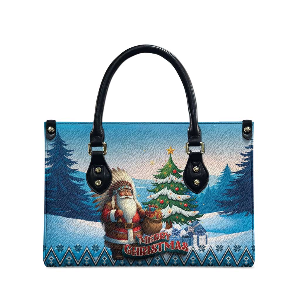 Native American Santa Claus Leather Bag Merry Christmas - Wonder Print Shop