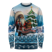 Personalized Native American Santa Claus Long Sleeve Shirt Merry Christmas - Wonder Print Shop