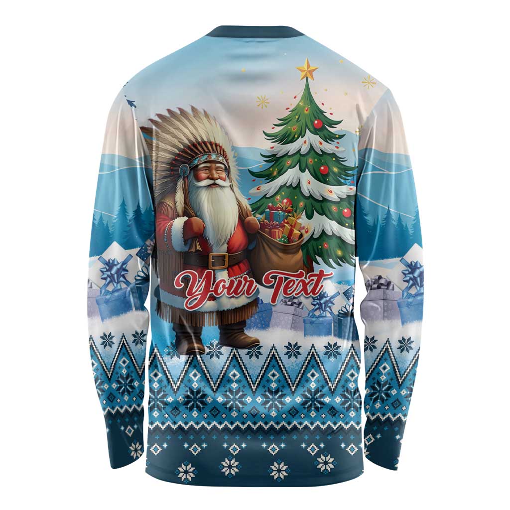 Personalized Native American Santa Claus Long Sleeve Shirt Merry Christmas - Wonder Print Shop