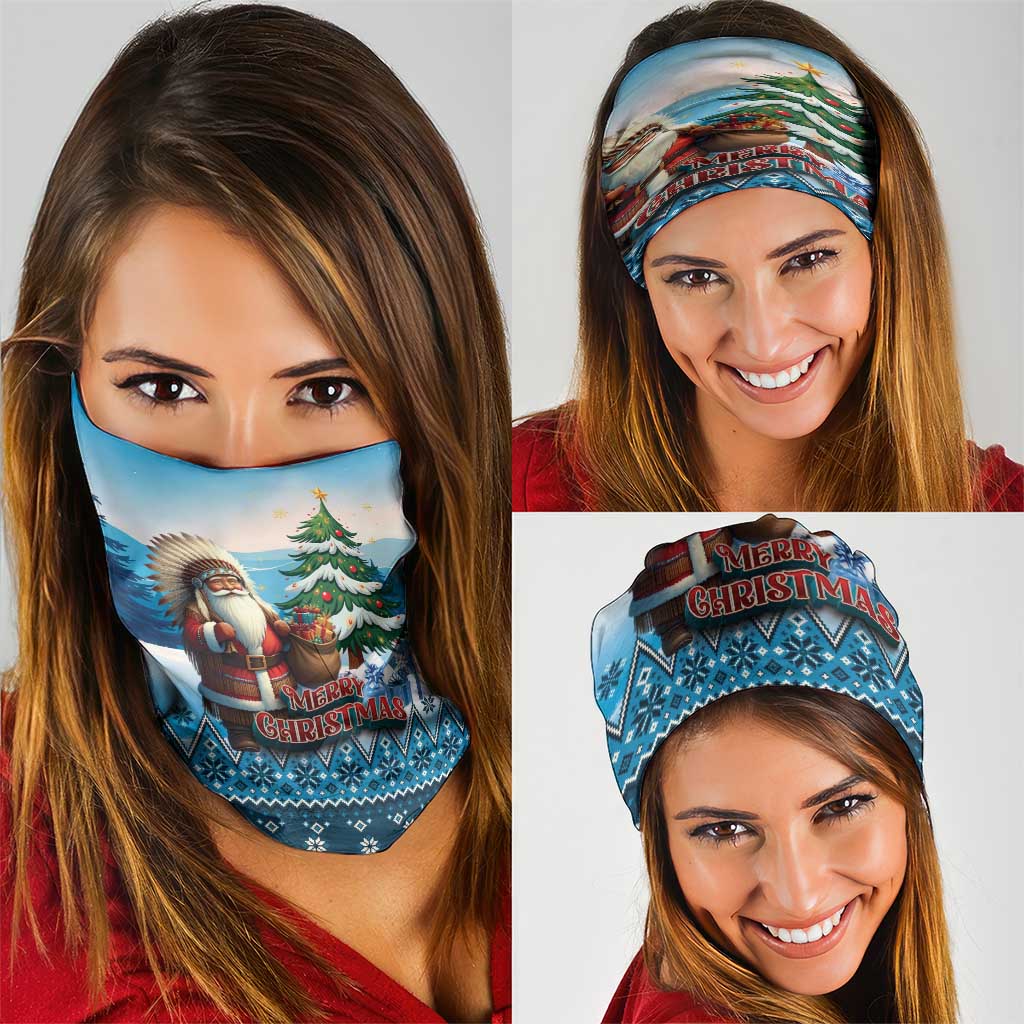 Native American Santa Claus Neck Gaiter Merry Christmas - Wonder Print Shop