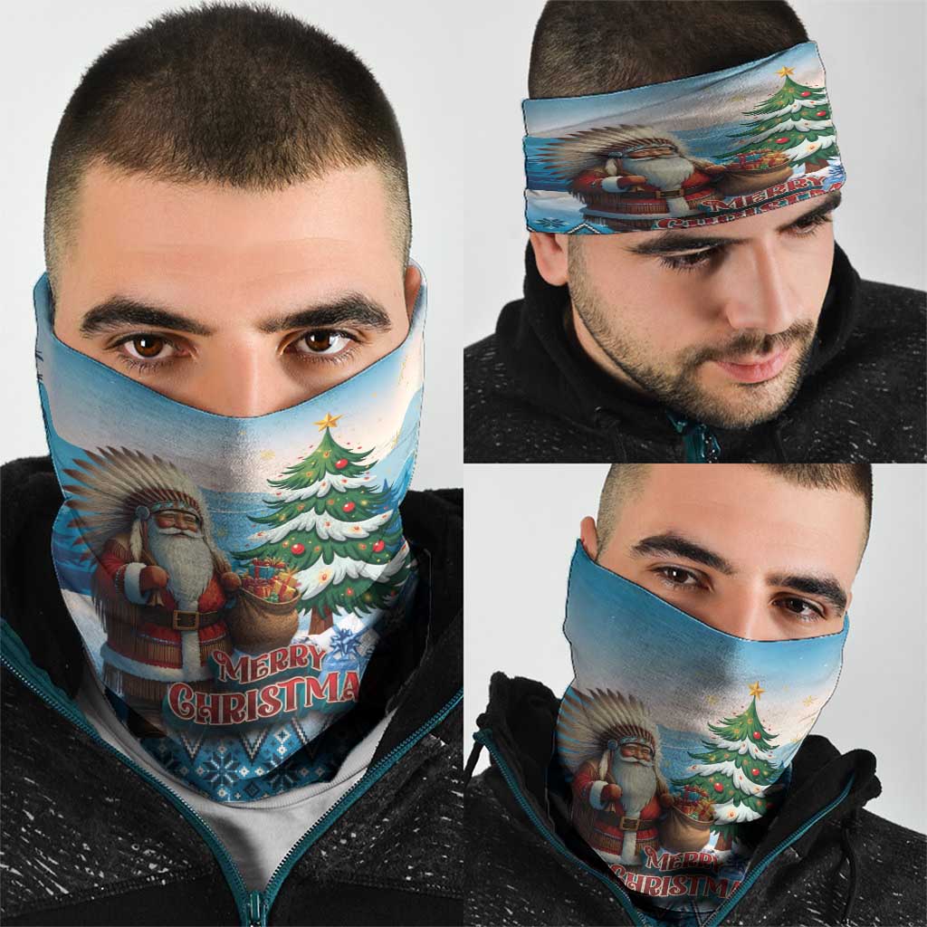 Native American Santa Claus Neck Gaiter Merry Christmas - Wonder Print Shop