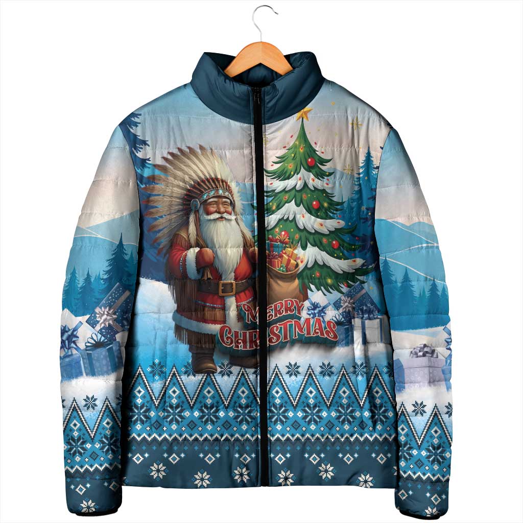 Personalized Native American Santa Claus Padded Jacket Merry Christmas - Wonder Print Shop