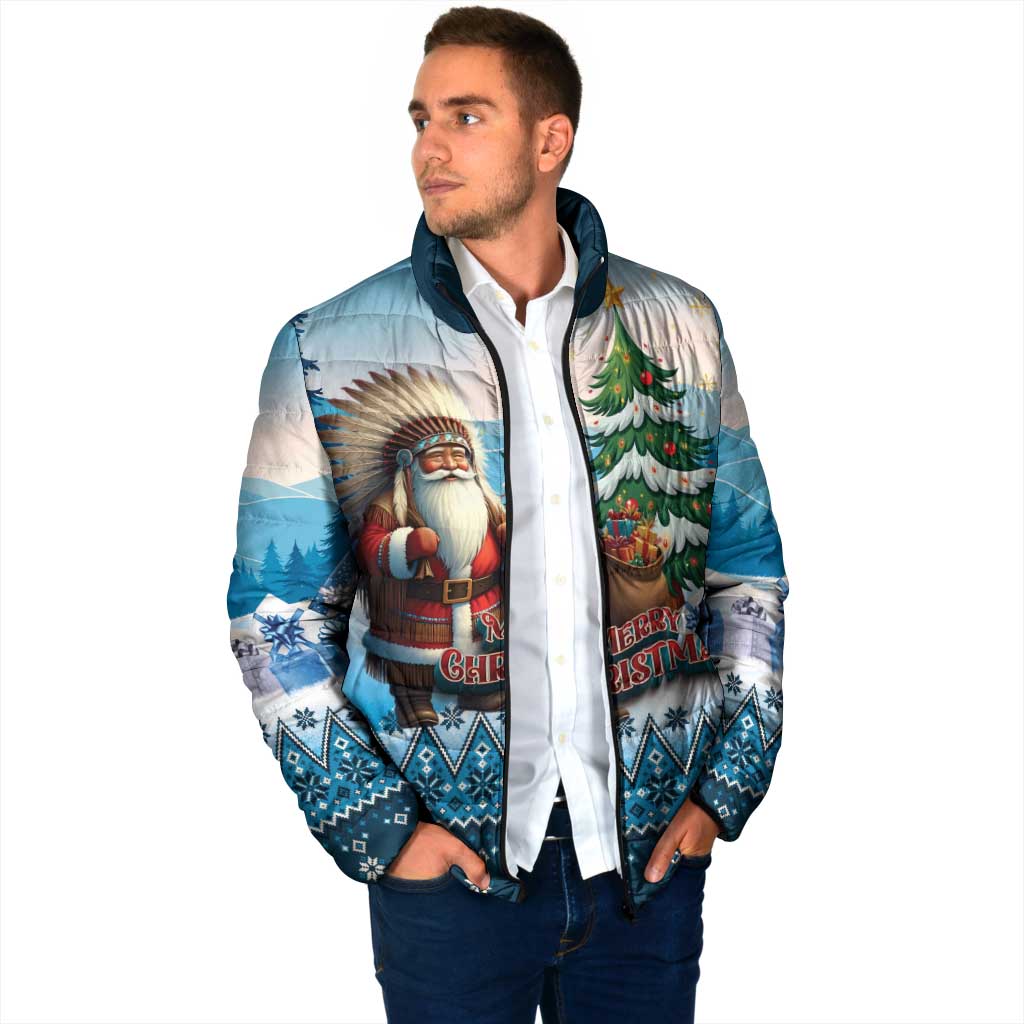 Personalized Native American Santa Claus Padded Jacket Merry Christmas - Wonder Print Shop