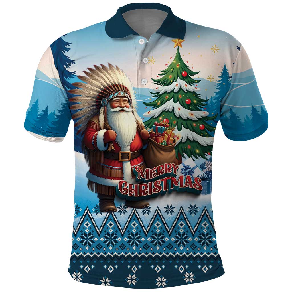 Personalized Native American Santa Claus Polo Shirt Merry Christmas - Wonder Print Shop