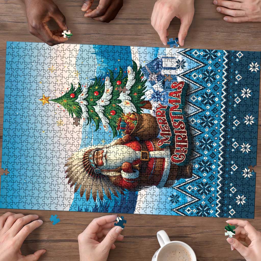 Native American Santa Claus Puzzle Merry Christmas - Wonder Print Shop