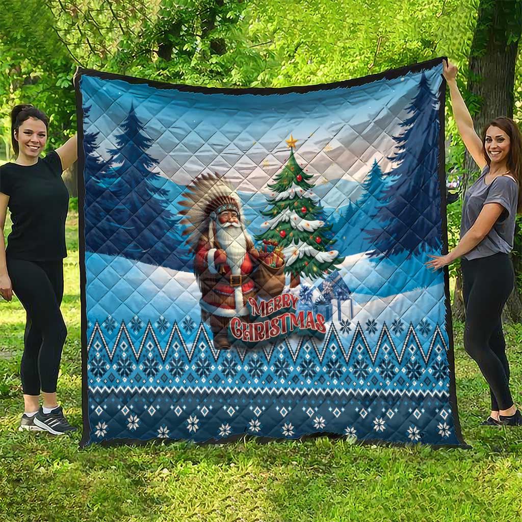Native American Santa Claus Quilt Merry Christmas - Wonder Print Shop
