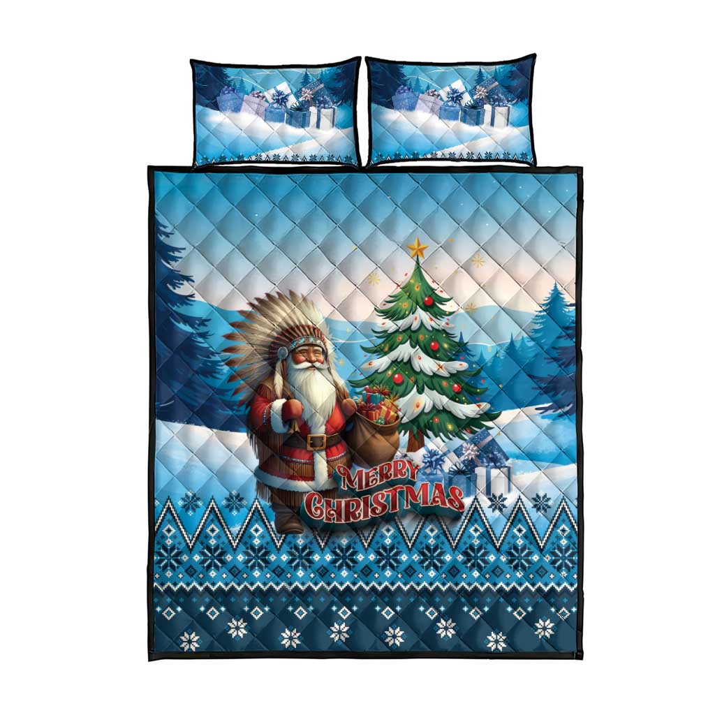 Native American Santa Claus Quilt Bed Set Merry Christmas - Wonder Print Shop