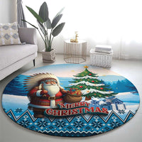 Native American Santa Claus Round Carpet Merry Christmas - Wonder Print Shop